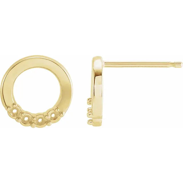 14K Yellow Gold 4-Stone Family Circle Earring Mounting