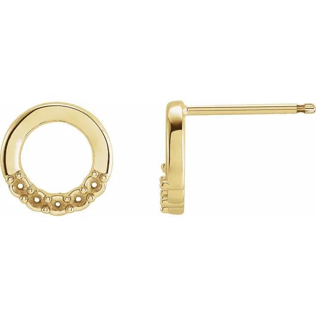 14K Yellow Gold 5-Stone Family Circle Earring Mounting
