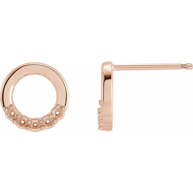 14K Rose Gold 5-Stone Family Circle Earring Mounting