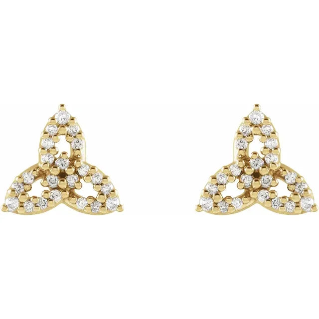 14K Yellow Gold 1/10 CTW Natural Diamond Celtic-Inspired Trinity Earrings
