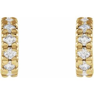 14K Yellow Gold 1/4 CTW Lab-Grown Diamond French-Set Huggie Earrings