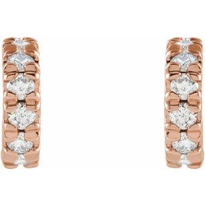 14K Rose Gold 1/4 CTW Lab-Grown Diamond French-Set Huggie Earrings