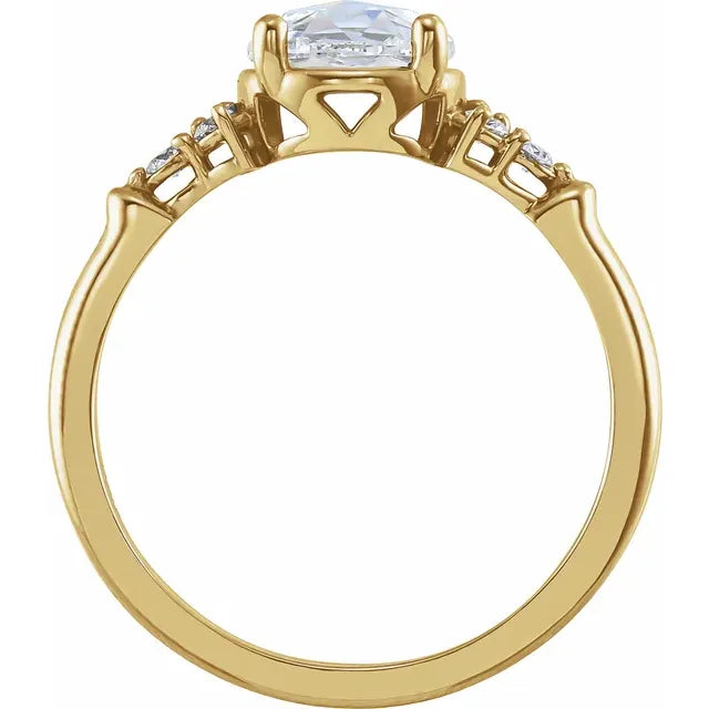 14K Yellow Gold 7 mm Round 1/6 CTW Diamond Semi-Set Rose-Cut Engagement Ring