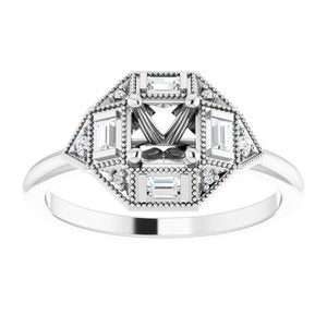 14K White Gold Round 1/6 CTW Diamond Semi-Set Engagement Ring