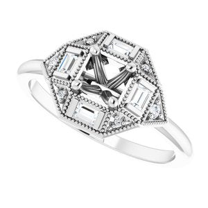 14K White Gold Round 1/6 CTW Diamond Semi-Set Engagement Ring