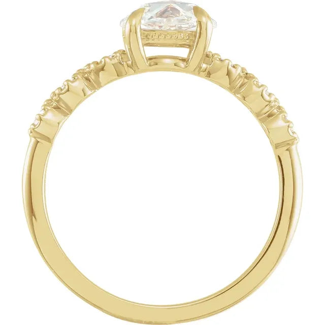 14K Yellow Gold 6.5 mm Round 1/5 CTW Diamond Semi-Set Rose-Cut Engagement Ring