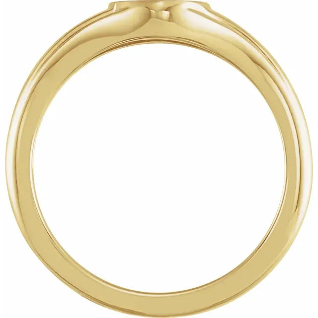 14K Yellow Gold Oval Fluted Signet Ring