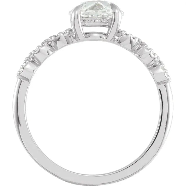 14K White Gold 6.5 mm Round 1/5 CTW Diamond Semi-Set Rose-Cut Engagement Ring