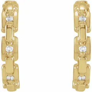 14K Yellow Gold .04 CTW Natural Diamond Chain Link Huggies
