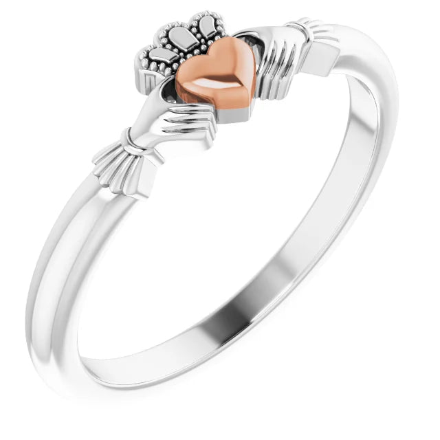 14K White/Rose Gold Claddagh Ring