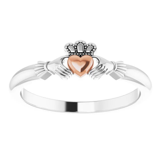 14K White/Rose Gold Claddagh Ring