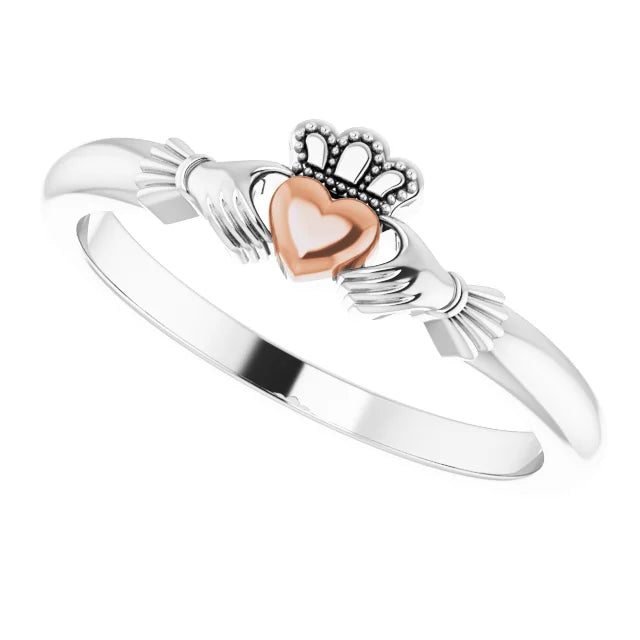 14K White/Rose Gold Claddagh Ring