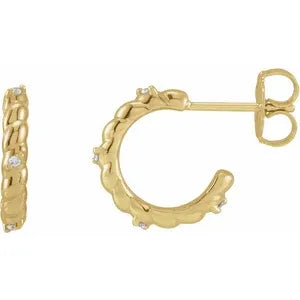 14K Yellow Gold .03 CTW Natural Diamond Rope Huggies
