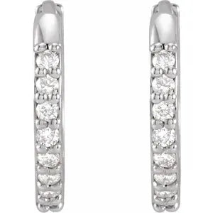 14K White Gold 1/8 CTW Natural Diamond Huggie Earrings