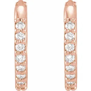 14K Rose Gold 1/8 CTW Natural Diamond Huggie Earrings
