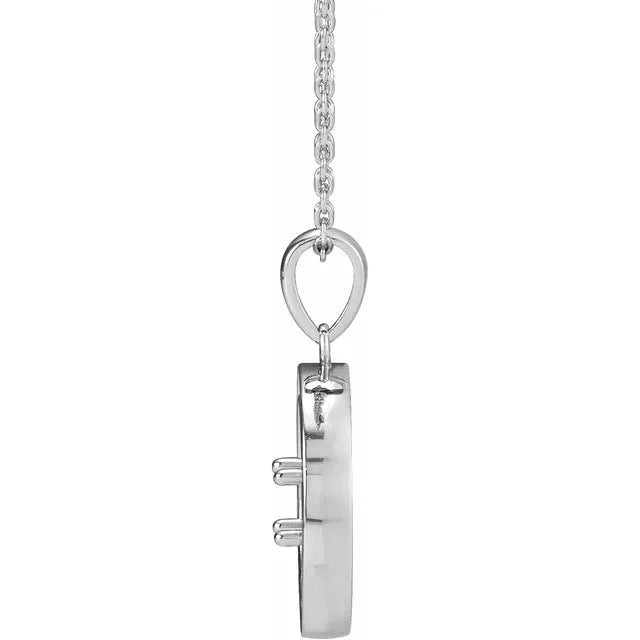 14K White Gold Round 1/4 CTW Natural Diamond Semi-Set Disc 16-18" Necklace
