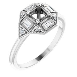 14K White Gold Round 1/6 CTW Diamond Semi-Set Engagement Ring