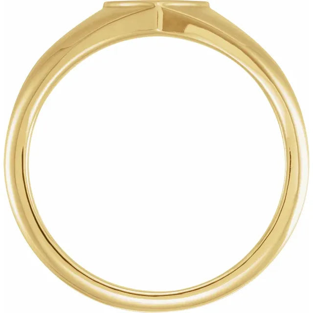 14K Yellow Gold Heart Signet Ring