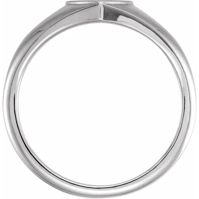 14K White Gold Heart Signet Ring