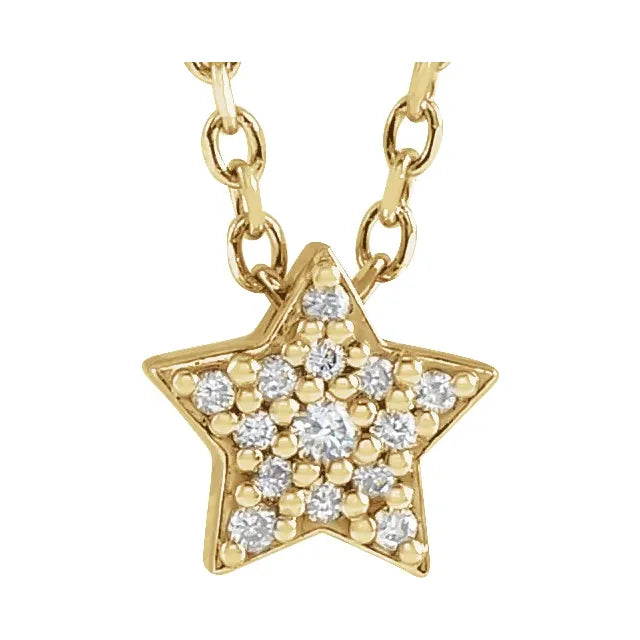14K Yellow Gold .04 CTW Natural Diamond Star 16-18" Necklace