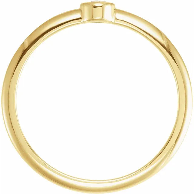 14K Yellow Gold .06 CT Rose-Cut Natural Diamond Stackable Ring