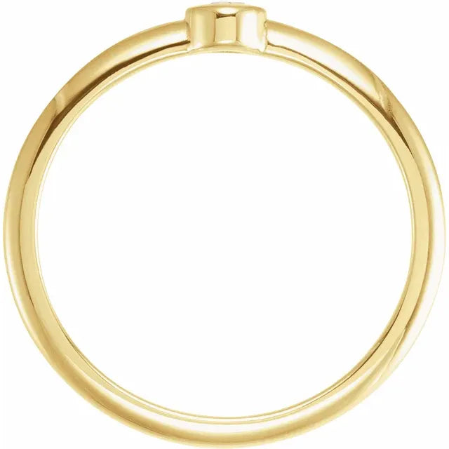 14K Yellow Gold .03 CT Rose-Cut Natural Diamond Stackable Ring