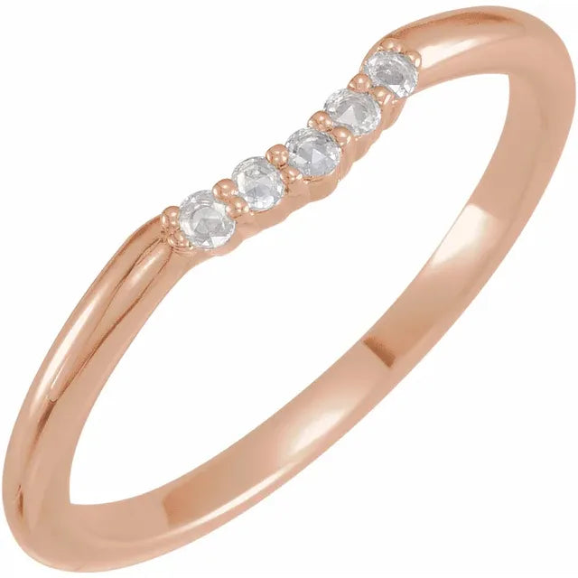14K Rose Gold .07 CTW Rose-Cut Natural Diamond Matching Band