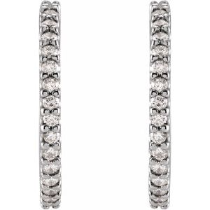 14K White Gold 18 mm 5/8 CTW Natural Diamond Huggie Hoop Earrings