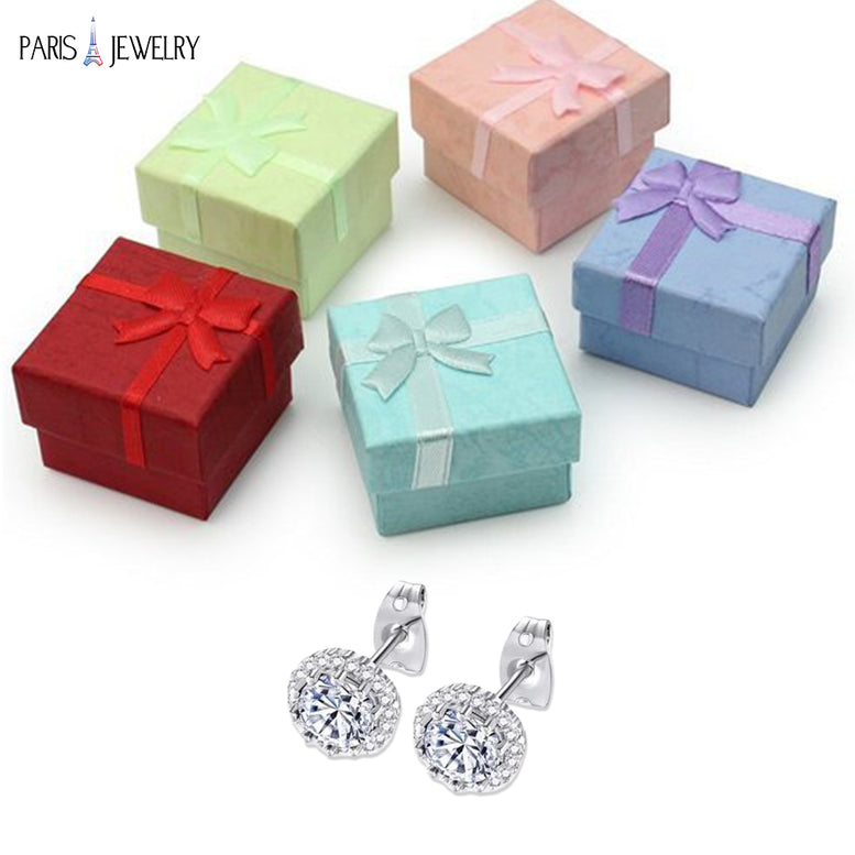 14k White Gold Plated 2 Ct Created Halo Round White Sapphire CZ Stud Earrings