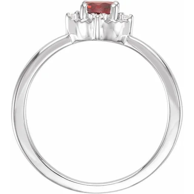 14K White Gold Natural Mozambique Garnet & .04 CTW Natural Diamond Halo-Style Ring