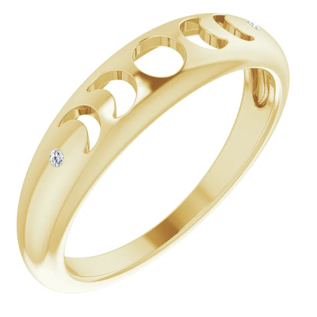 14K Yellow Gold .015 CTW Diamond Moon Phase Ring