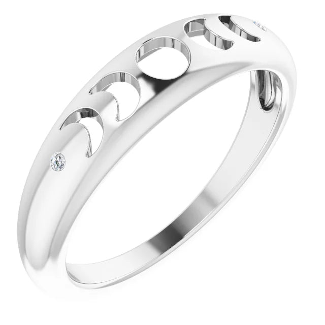 Sterling Silver .015 CTW Diamond Moon Phase Ring