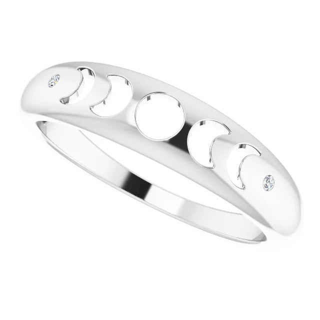 Sterling Silver .015 CTW Diamond Moon Phase Ring