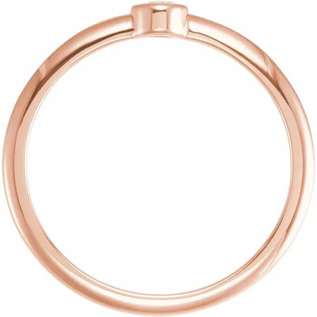 14K Rose Gold .06 CT Rose-Cut Natural Diamond Stackable Ring