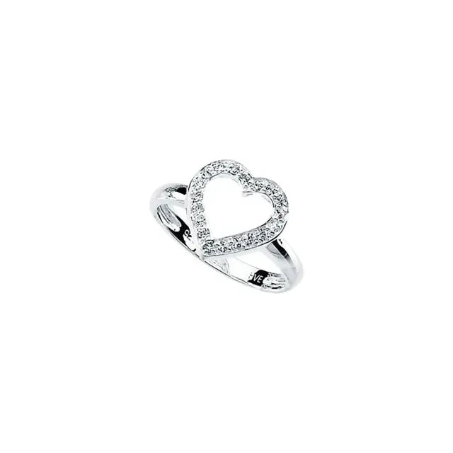 Sterling Silver Cubic Zirconia Heart Ring