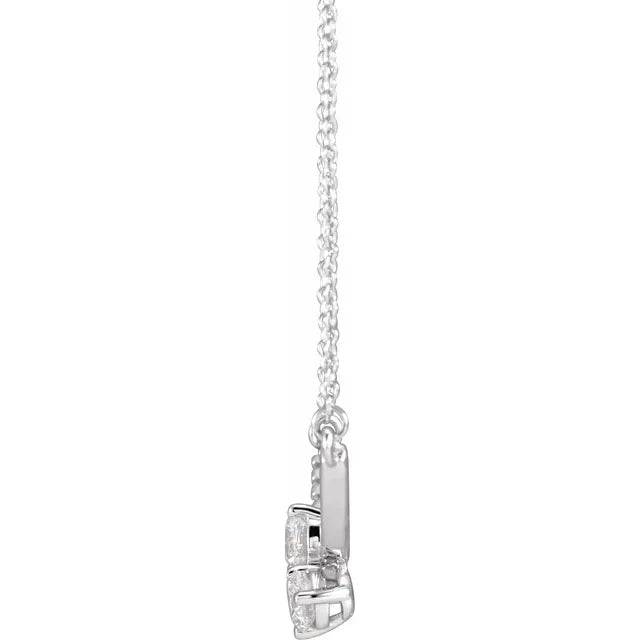 14K White Gold 5/8 CTW Lab-Grown Diamond Two-Stone 18" Necklace