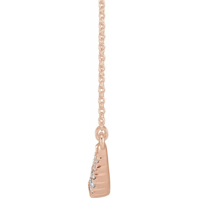 14K Rose Gold 3/4 CTW Lab-Grown Diamond French-Set Bar 18" Necklace