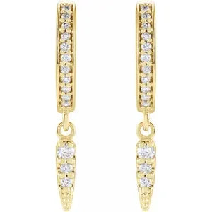 14K Yellow Gold 1/5 CTW Natural Diamond Hinged Hoop Spike Earrings