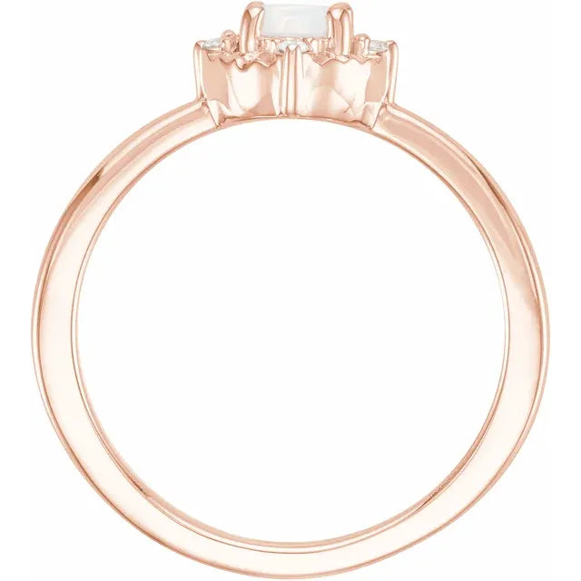 14K Rose Gold Lab-Grown White Opal & .04 CTW Natural Diamond Halo-Style Ring