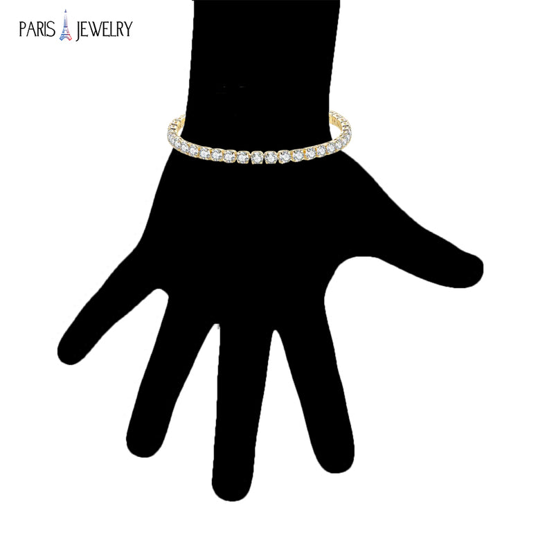 18k Yellow Gold 6 Cttw Created Cubic Zirconia CZ Round Adjustable Tennis Plated Bracelet