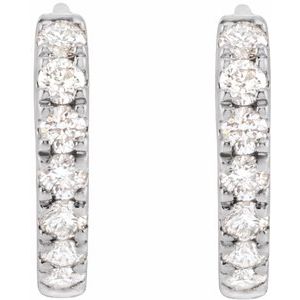 14K White Gold 1/5 CTW Lab-Grown Diamond Hoop Earrings