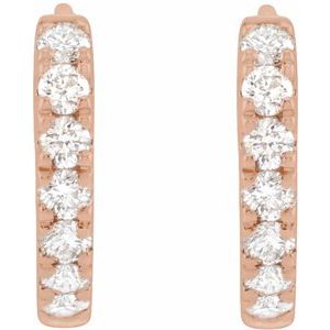 14K Rose Gold 1/5 CTW Lab-Grown Diamond Hoop Earrings
