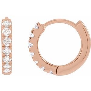 14K Rose Gold 1/5 CTW Lab-Grown Diamond Hoop Earrings