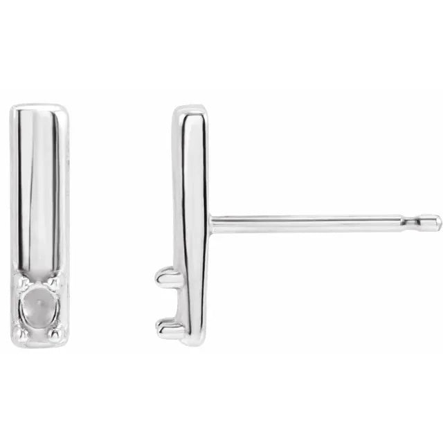 14K White Gold 1-Stone Family Bar Earring Mounting