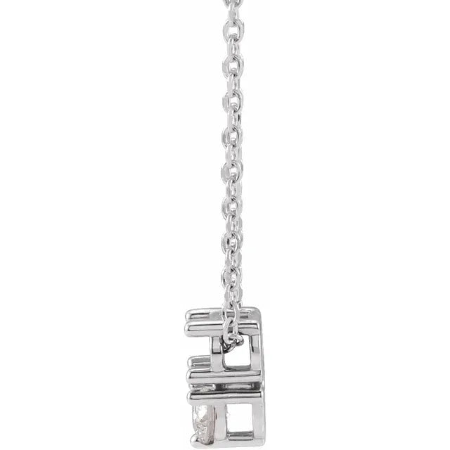 14K White Gold Oval 1/10 CTW Natural Diamond Semi-Set Two-Stone 16-18" Necklace