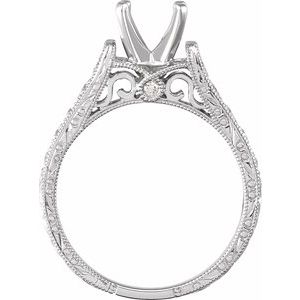14K White Gold Round 1/3 CTW Natural Diamond Semi-Set Engagement Ring