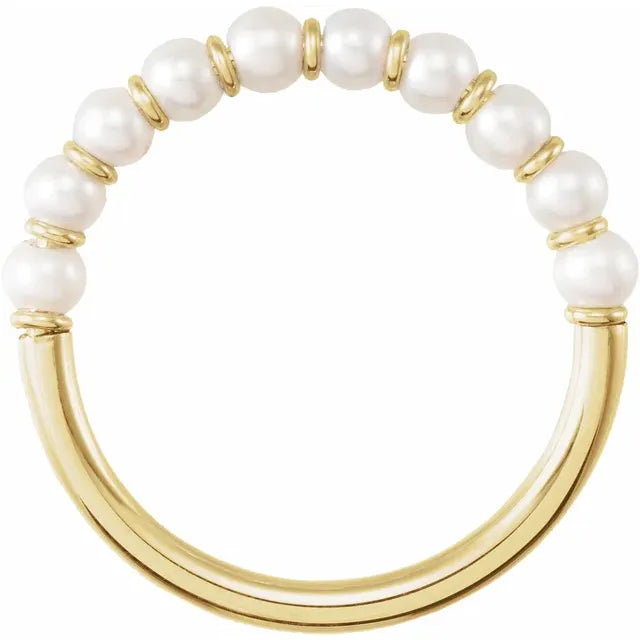 14K Yellow Gold Cultured Freshwater Pearl Ring Size 8