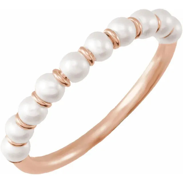 14K Rose Gold Cultured Freshwater Pearl Ring Size 5