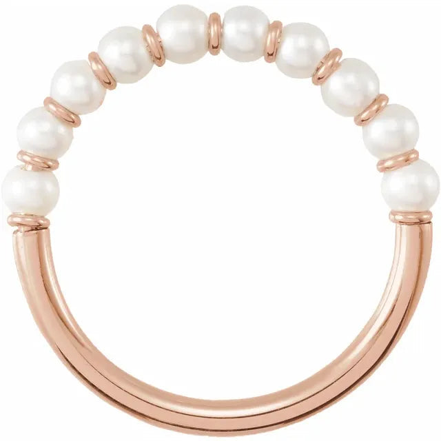 14K Rose Gold Cultured Freshwater Pearl Ring Size 7