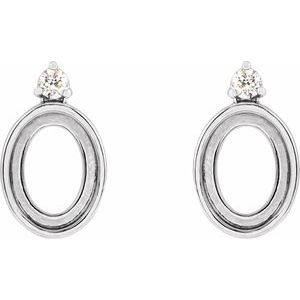 14K White Gold Oval .06 CTW Natural Diamond Semi-Set Earrings